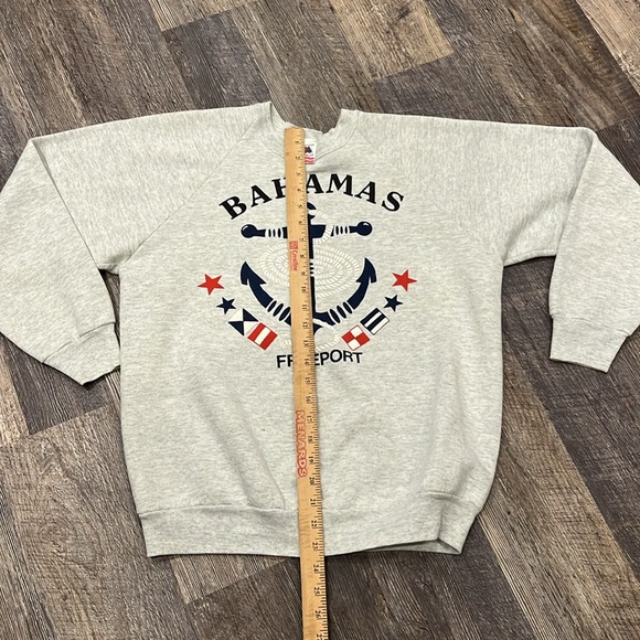 Vintage 80s Freeport Bahamas Crewneck Sweatshirt Gray Graphic Adult Size L - Picture 7 of 8